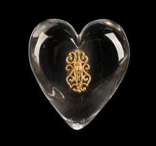 Appraisal: Steuben k Gold Crystal Heart Paperweight Steuben American founded th