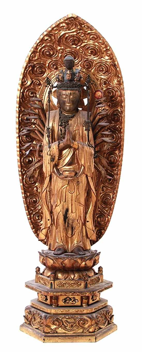 Appraisal: Impressive Japanese carved giltwood and lacquer thousand-hand Kannon Edo period