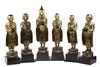 Appraisal: STATUARY - Lot of six hand carved wooden Thai temple