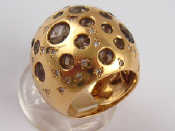 Appraisal: A French hallmarked carat gold smokey quartz and diamond bombe