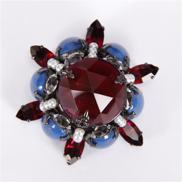 Appraisal: Schreiner New York Vintage Designer Brooch Pin with large ruby