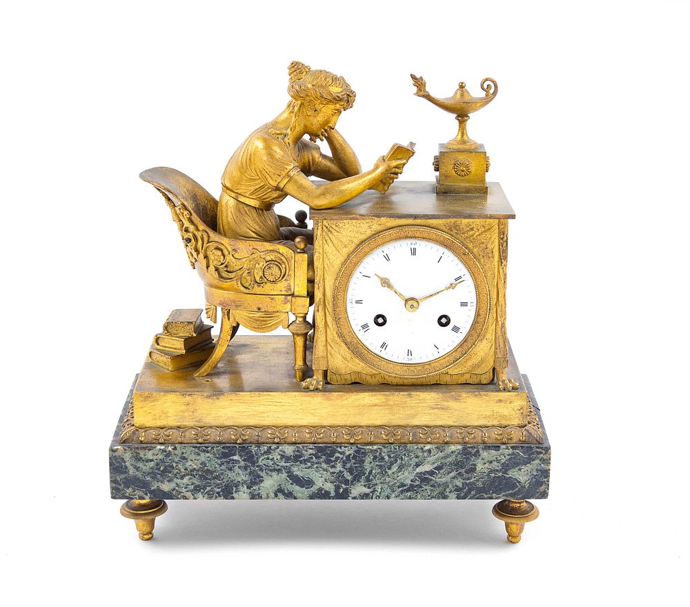 Appraisal: An Empire Gilt Bronze and Marble Mantel Clock An Empire