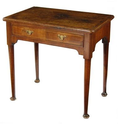 Appraisal: An early th century walnut side table the quarter veneered