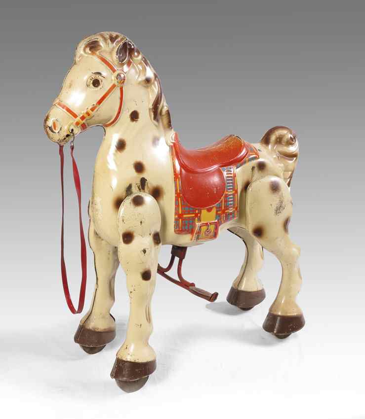 Appraisal: MOBO METAL CHILDS RIDING HORSE Marked Mobo on pedals ''