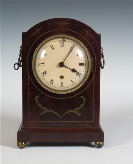 Appraisal: A th century inlaid mahogany mantel clock the cream dial