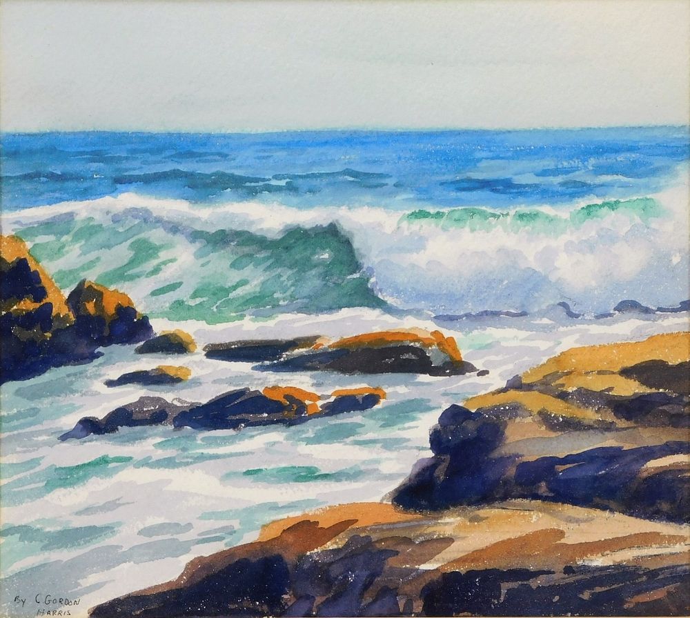 Appraisal: C Gordon Harris Coastline Watercolor Painting Rhode Island - Charles