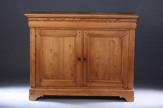 Appraisal: CONTINENTAL SCRUBBED PINE SIDE CABINET th century Plank top deep