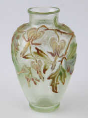 Appraisal: Galle A late th c clear glass vase with applied