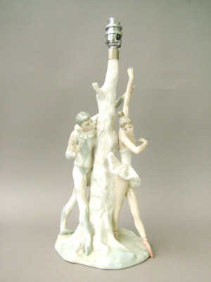 Appraisal: A Lladro porcelain table lamp In the form of a