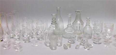 Appraisal: A QUANTITY OF TABLE GLASS Including five decanters four beer