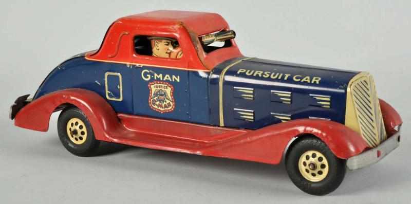 Appraisal: Tin Litho Marx G-Man Pursuit Car Wind-Up Toy Description American