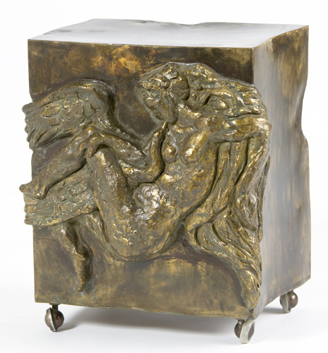 Appraisal: PHILIP KELVIN LAVERNE Bronze stool of Leda and the Swan