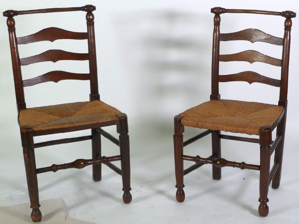 Appraisal: MATCHED SET OF SIX MACCLESFIELD ASH AND ELM LADDER BACK