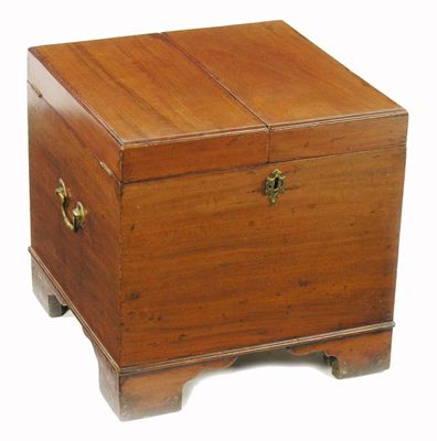 Appraisal: A mahogany box cellaret the moulded twin hinged top with