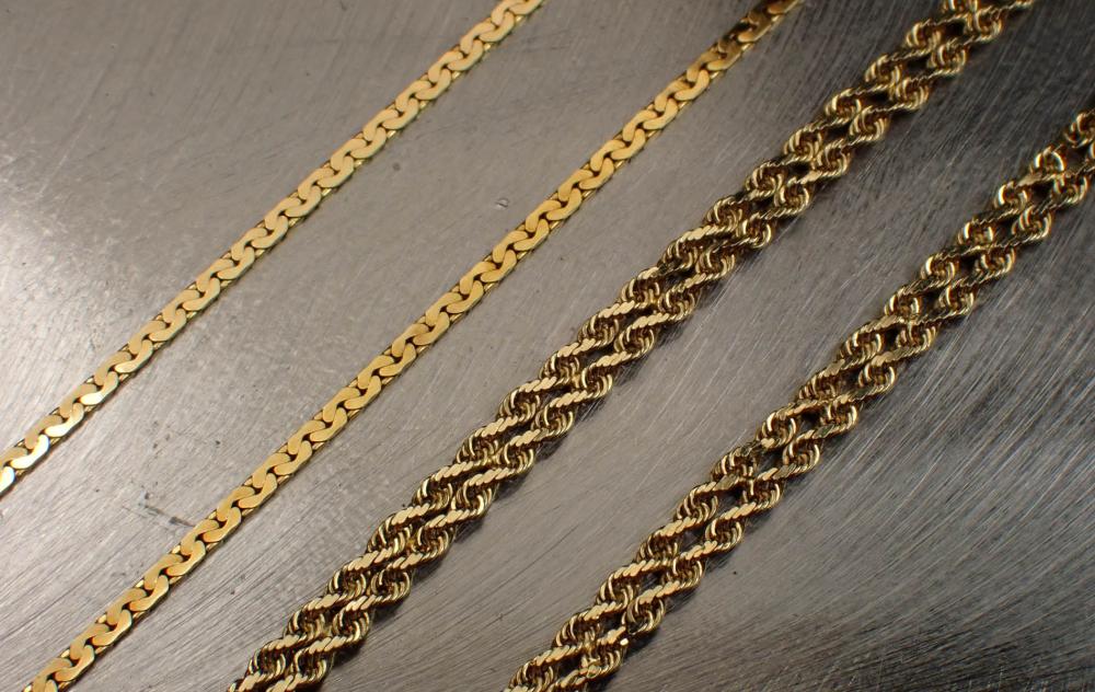 Appraisal: TWO ARTICLES OF FOURTEEN KARAT GOLD CHAIN JEWELRY including an