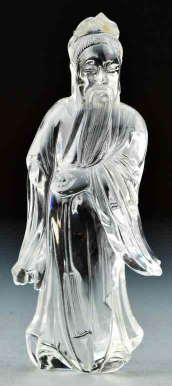 Appraisal: Chinese Qing Carved Rock Crystal Figural CarvingCarved to depict a