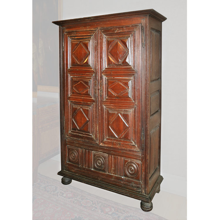 Appraisal: Provincial Baroque Oak Armoire Height feet inches width inches depth