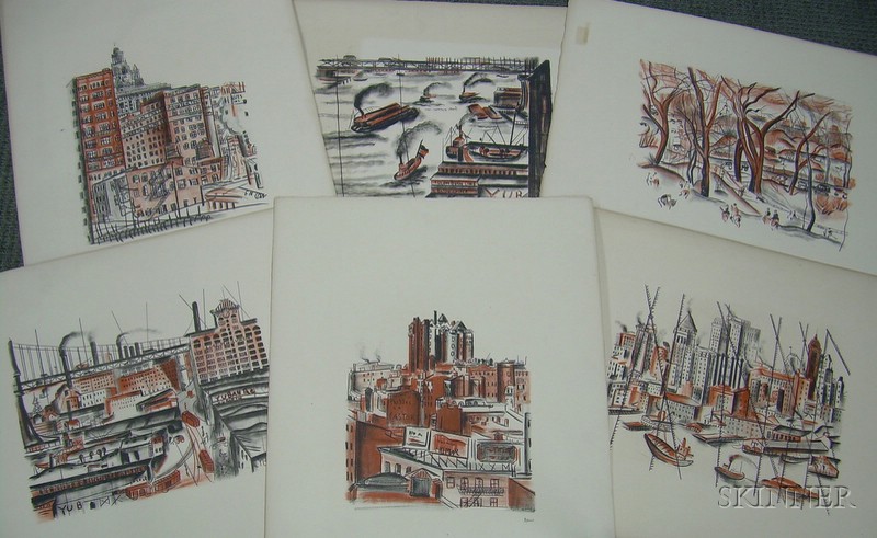 Appraisal: Irene Reno American th Century Lot of Six City Views