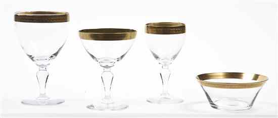 Appraisal: A Gilt Decorated Partial Stemware Service comprising sherbets red wines