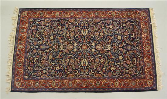 Appraisal: Wool Oriental Rug Hand tied Navy field with floral vines