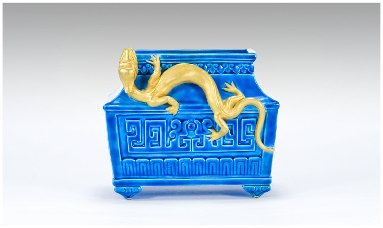 Appraisal: Royal Worcester Aesthetic Period Vase Sarcophagus Shape in Cobalt Blue