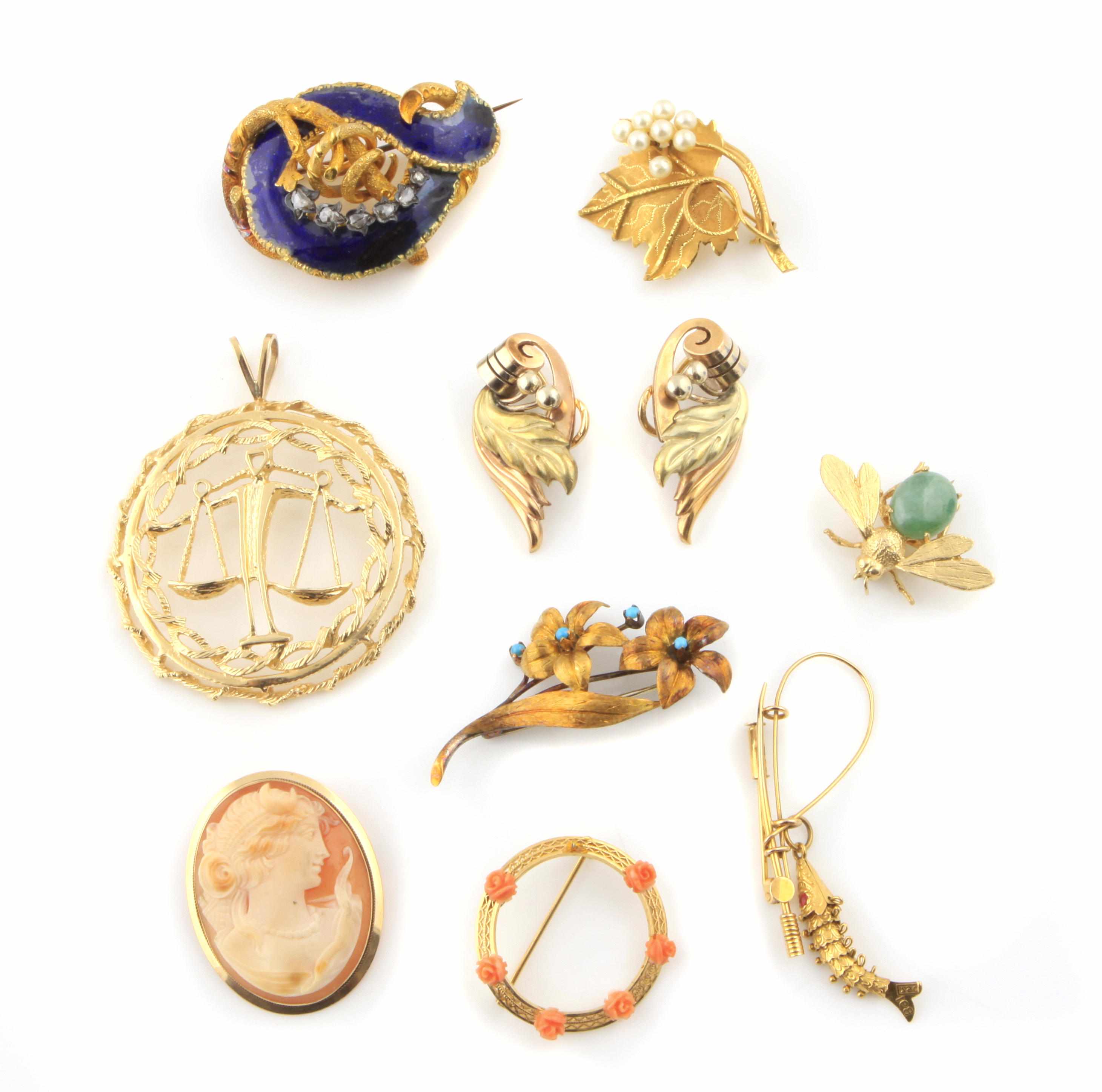 Appraisal: A collection of gem-set stone gold gold-filled metal and costume