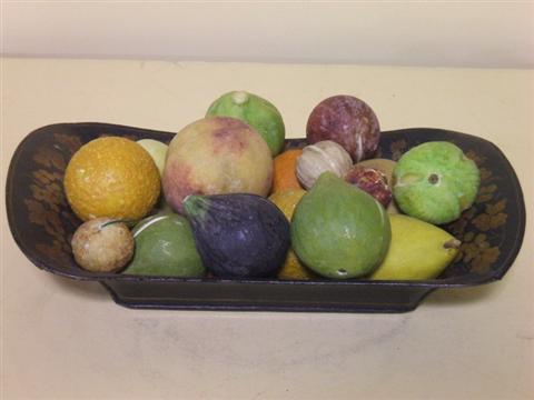 Appraisal: GROUP OF PAINTED MARBLE MODELS OF FRUIT Comprising various fruit