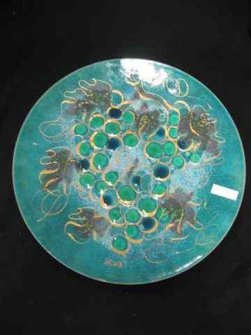 Appraisal: Sascha Brastoff Enameled Charger grape decor '' famous California artist