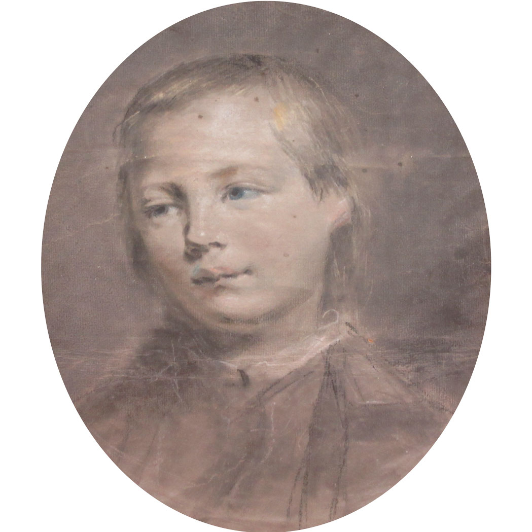 Appraisal: Circle of Thomas Lawrence Portrait of a Young Boy Black