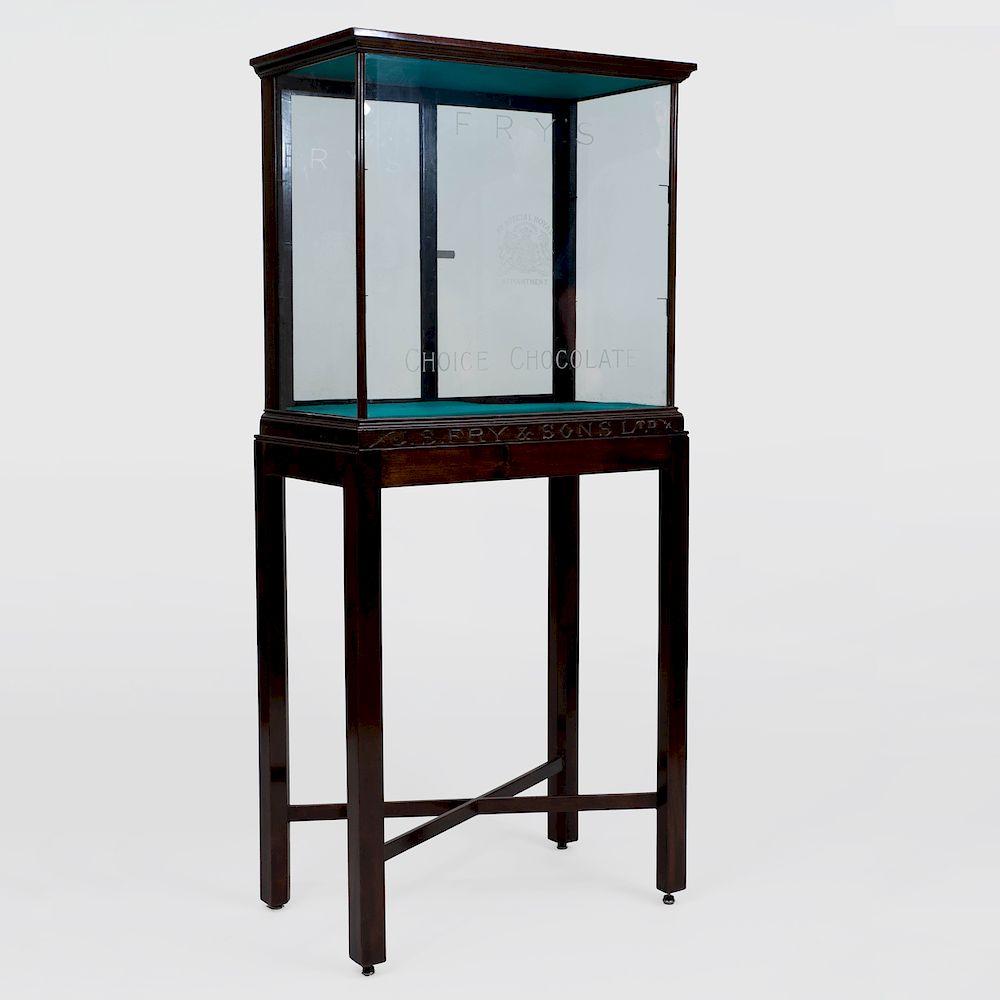 Appraisal: J S Fry Sons Mahogany and Glass Chocolatier Cabinet on