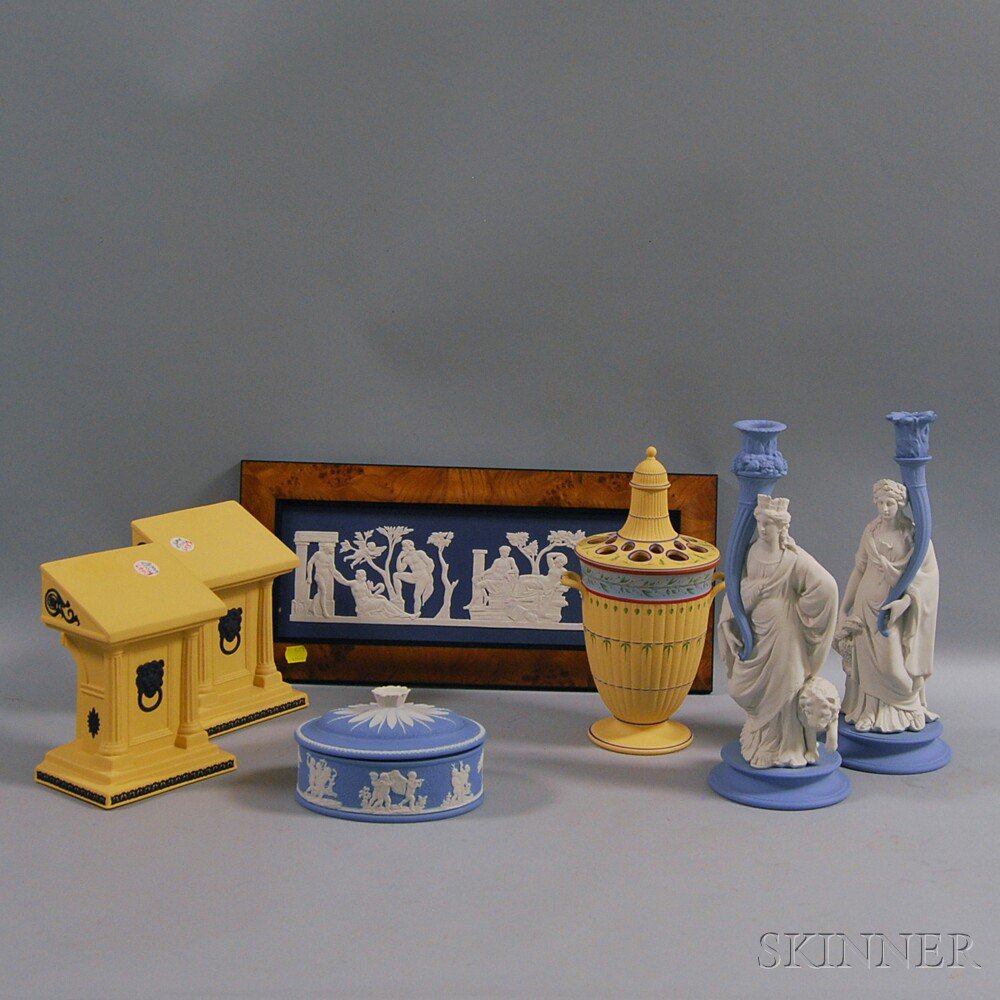 Appraisal: Seven Modern Wedgwood Jasper Items th st century a cased