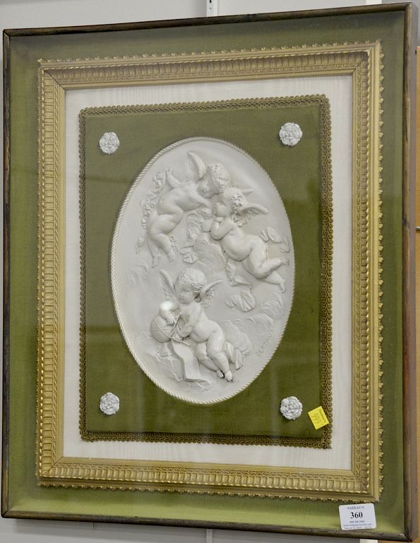 Appraisal: Madame Leon Bertaux - oval plaster relief plaque Allegory of