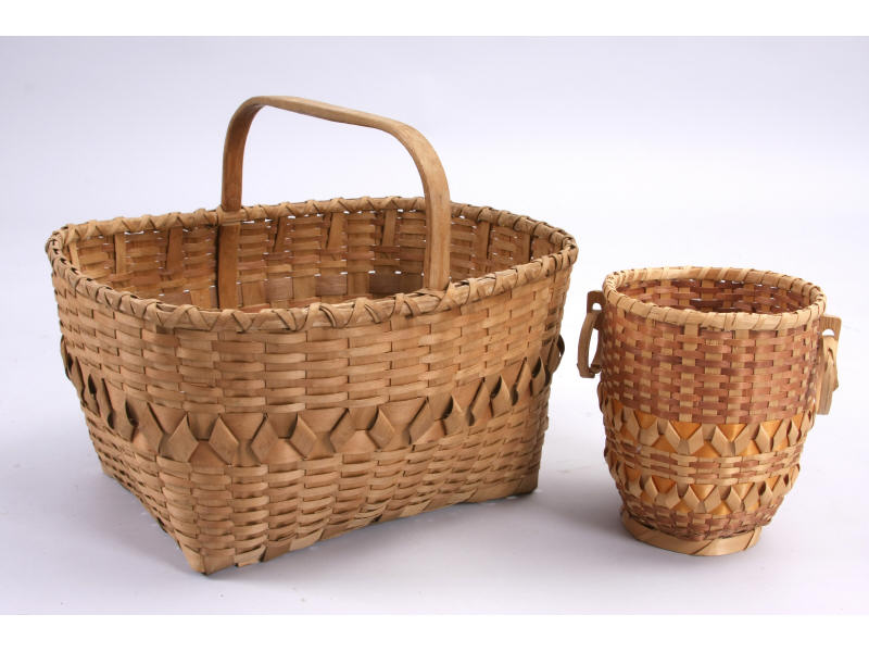 Appraisal: Two NC Cherokee Baskets one footed cylindrical form with notched