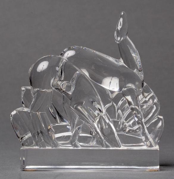 Appraisal: BACCARAT CRYSTAL FIGURE WITH TWO DEER Figure of two deer