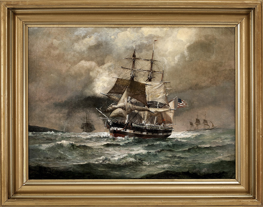 Appraisal: CHARLES POULSENAmerican th th CenturyAn American ship at sea Signed