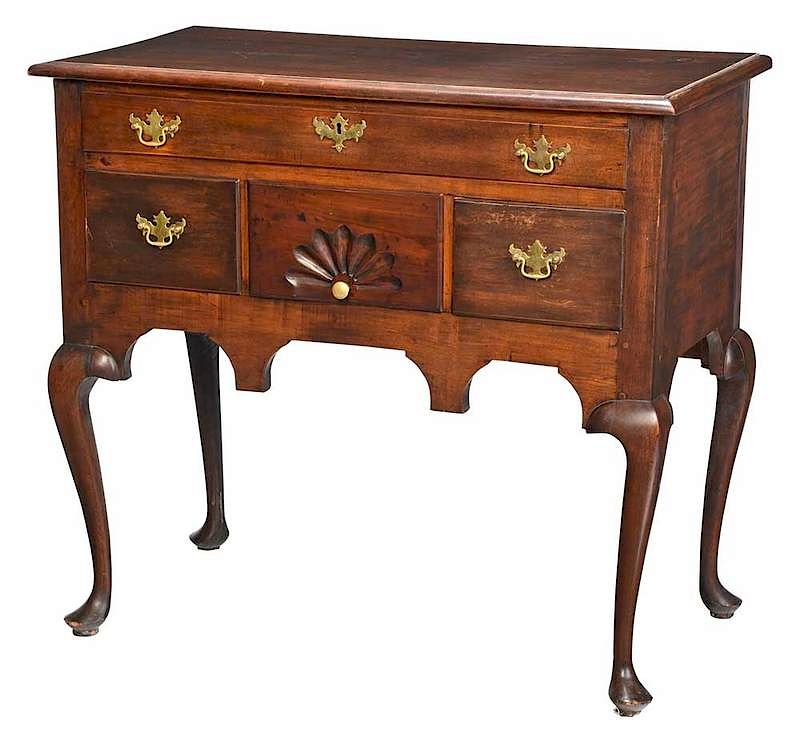 Appraisal: American Queen Anne Cherry High Chest Base th century cabriole