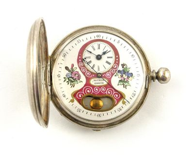 Appraisal: A Swiss white metal novelty lever watch fully engraved backplate