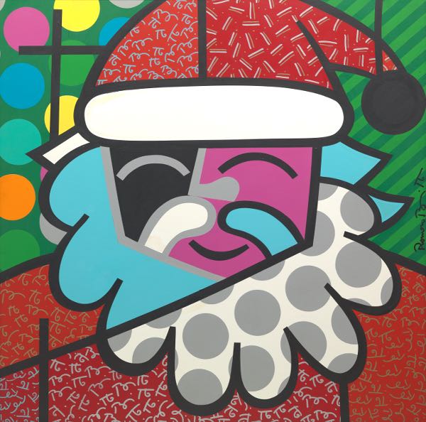 Appraisal: ROMERO BRITTO AMERICAN BRAZILIAN B x Santa Claus Multicolor acrylic