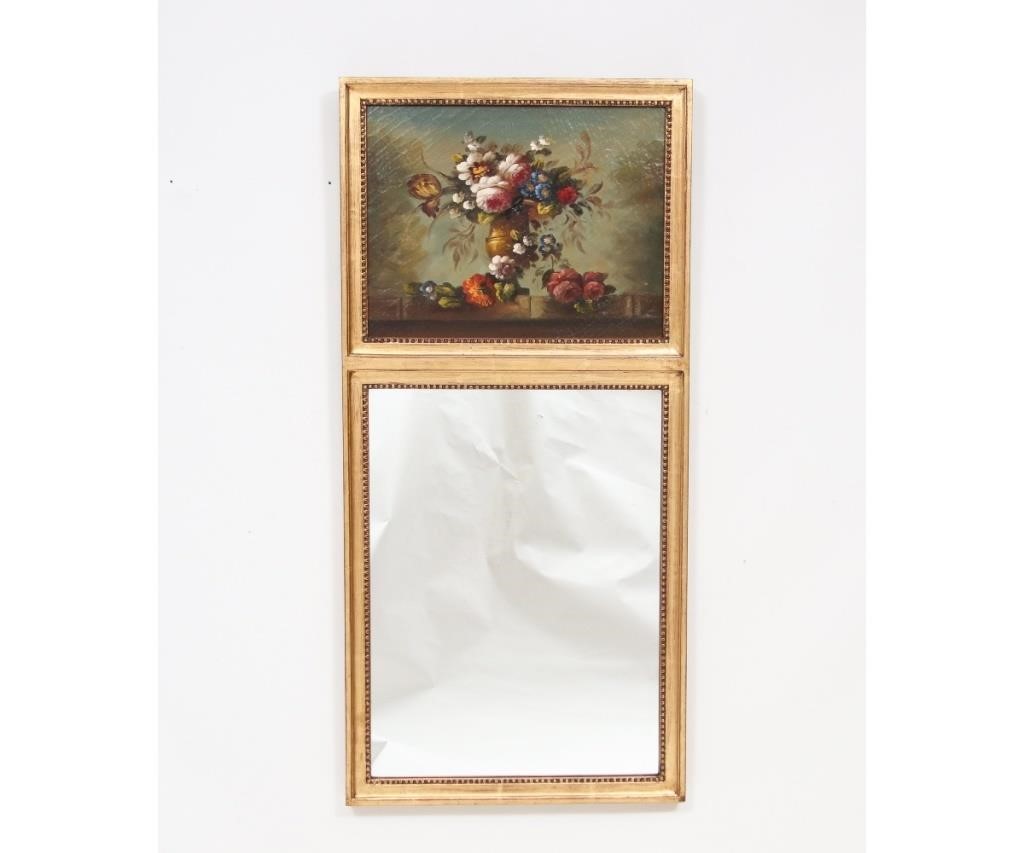 Appraisal: Italian gilt framed mirror with oil on canvas panel of