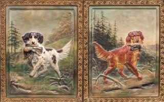 Appraisal: Two Upland Bird Dog Plaques Bradley and Hubbard Manufacturing Co