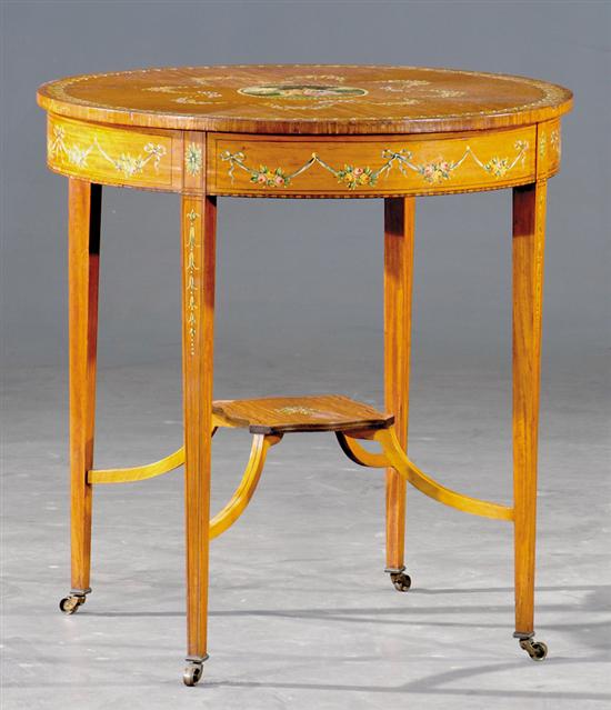 Appraisal: Adam painted satinwood center table circa circular form centered with