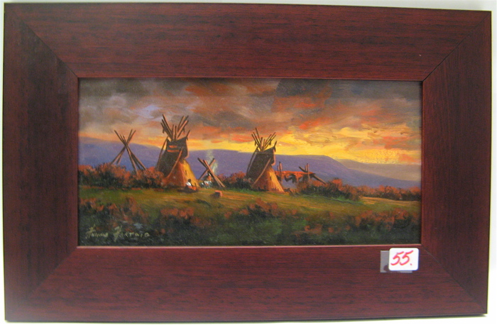 Appraisal: HEINIE HARTWIG OIL ON MASONITE California born titled Comanche Sundown