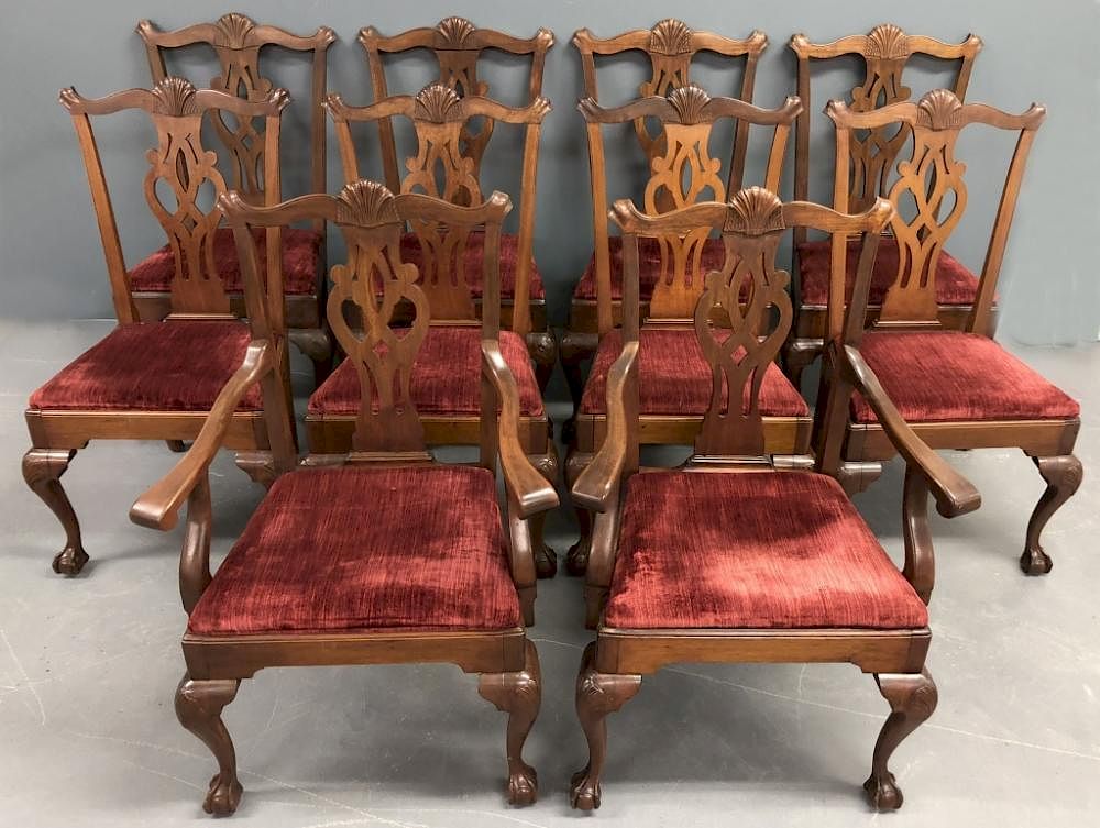 Appraisal: Ten Philadelphia Chippendale Style Chairs Set of ten Philadelphia Chippendale