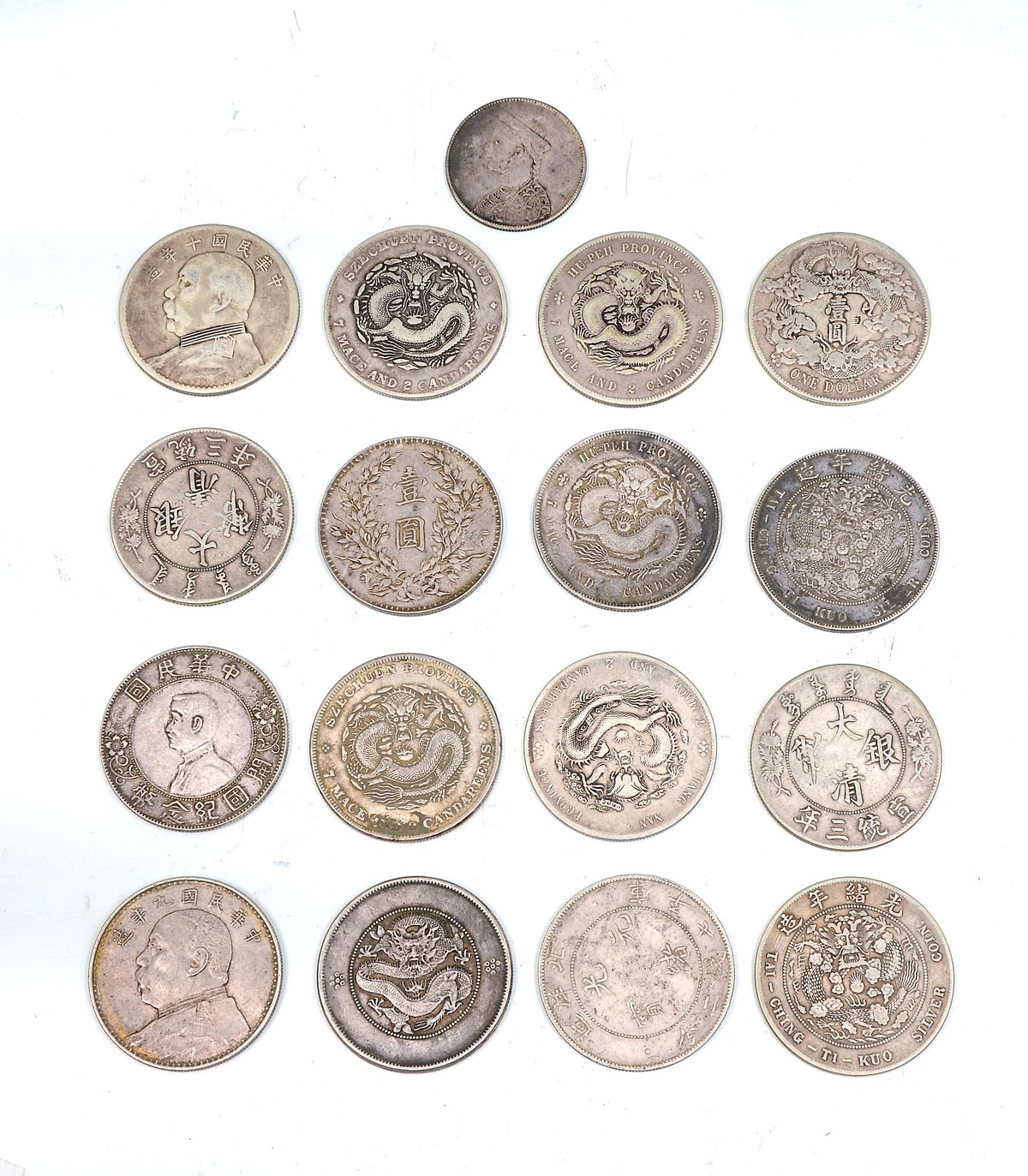 Appraisal: PC STERLING SILVER CHINESE COINS Approx Troy ounces Circa Chinese