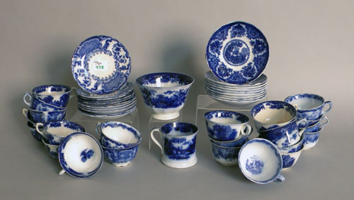 Appraisal: Forty-four pieces of flow blue china th c to include