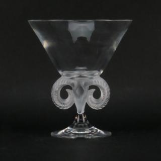 Appraisal: Lalique Aries Partial Frosted Crystal Round Compote Lalique Aries Partial