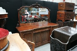 Appraisal: A Victorian mahogany mirror back sideboard