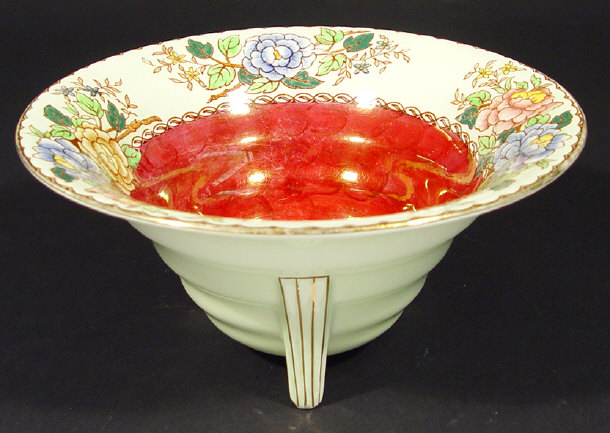 Appraisal: Maling conical china bowl hand painted and tubelined with lustre