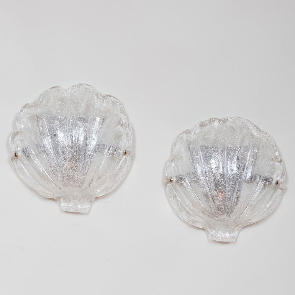 Appraisal: Pair of Murano Glass and Chrome Sconces x x in