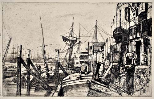 Appraisal: JAMES A M WHISTLER Limehouse Etching on laid paper x